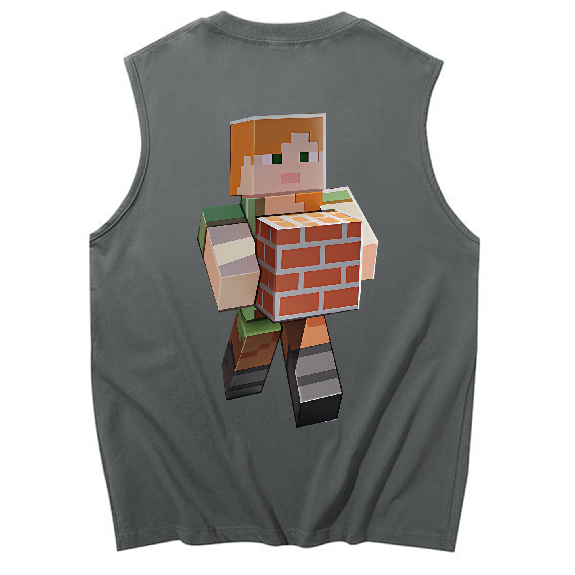 （画像用） マインクラフト ブロックの世界 Minecraft MC Block world コットン100％タンクトップ（背面プリント）